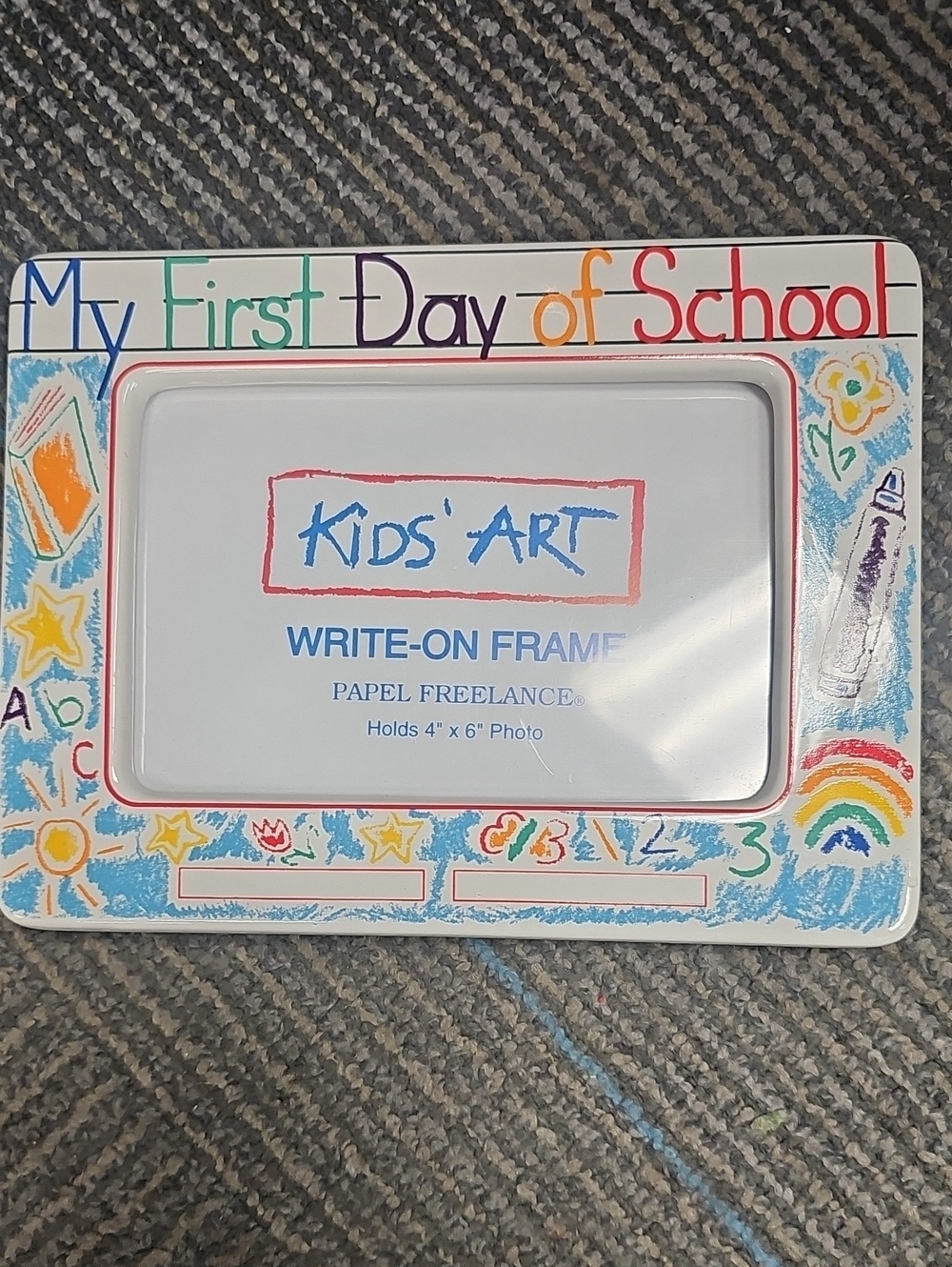 Papel My First Day of School Kids Art Write-On Picture Frame Holds 4" X 6" Photo